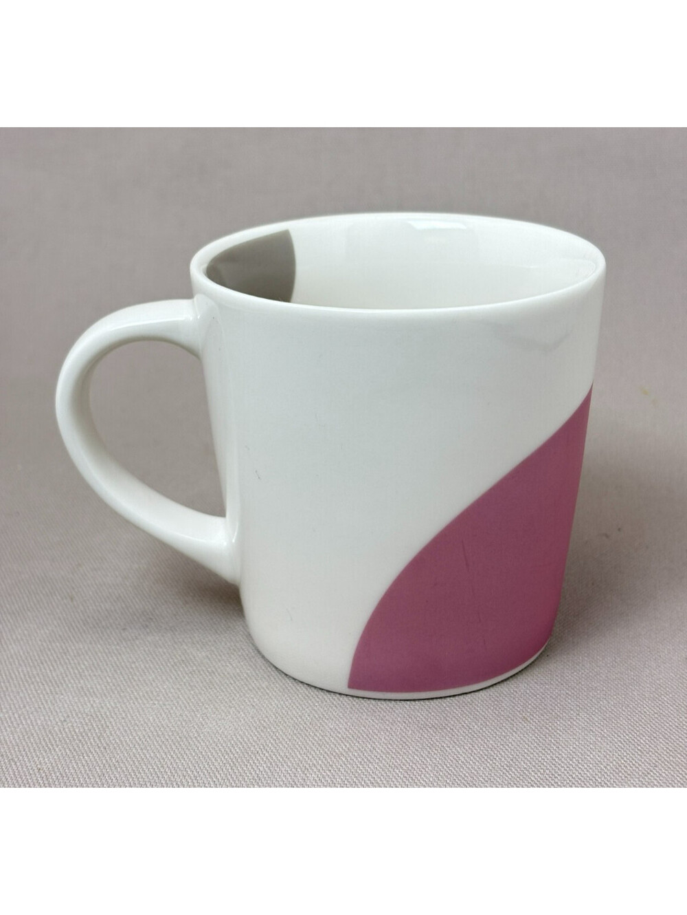 Vintage 2005 Starbucks Coffee Mug Pink Gray Abstract Color Block Ceramic 4"